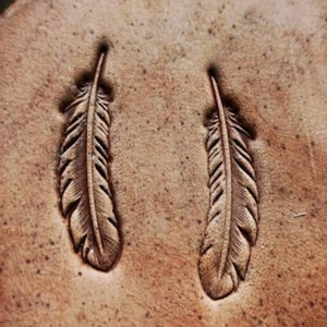 Leather Mold Feather leather Stamp Handmade leather branding, mini sample small feather embossing DIY wallet
