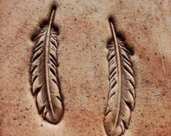 Leather Mold Feather leather Stamp Handmade leather branding, mini sample small feather embossing DIY wallet