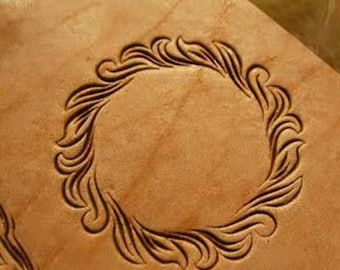 Tools for crafting on leather, Floral Leather mold engraving printing tools traditional combination pattern mold, Square Circle Rectangle