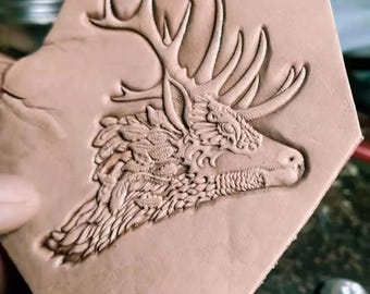 Elk 3D embossed leather stamp, reindeer leather-specific relief metal molds, animal molds, Christmas-themed handmade leather molds