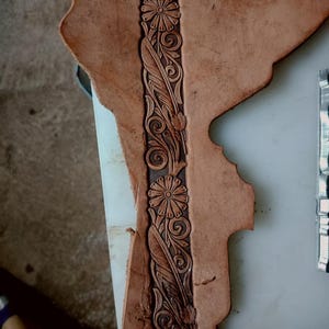 Endless Floral Belt Leather Stamp Mold, 156x38mm Repeat Embossing Tool, Full Detail / B-Grade / Alignment Guide Set