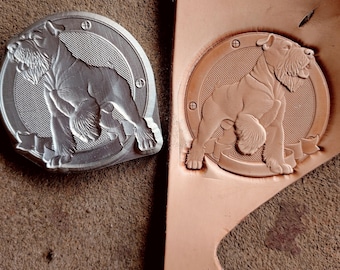 Dog Leather Stamp – Doggy leather mold Collection: Terrier Schnauzer Design | DIY Embossing Tool for Veg Tan Leather