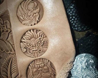 Chinese Zodiac series metal leather craving mold, leather stamp mold, Leather engraving printing tool handmade Animal Head Mold - SET of 12