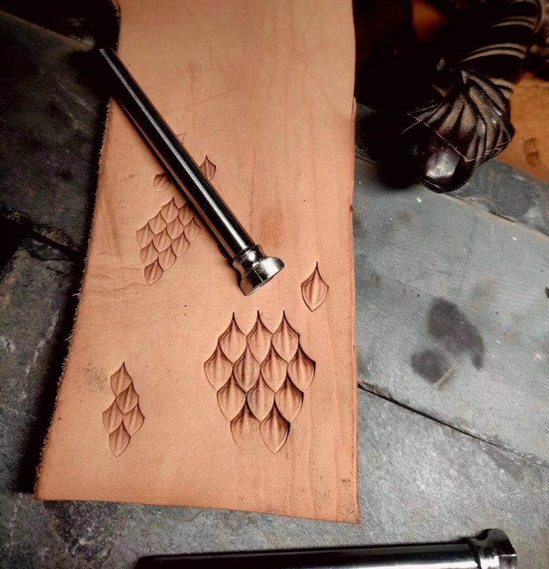 Metal dragon scale press mold for leather craft