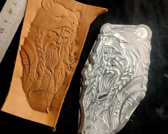 Handcrafted Leather Stamping Mold - Bear Head and Warrior Portrait Design - Premium 2A12 Super Duralumin Mold