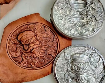Zhong Kui relief metal 3D leather embossing mold leather shaping handmade leather goods 3D embossing tool - large and small