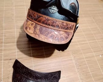 Skull Spider Web Hat Brim Leather Stamp Set, 2 Piece Cap Visor Embossing Molds, Gothic Leather Press Tools