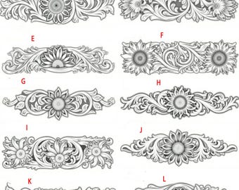 Custom Flora leather stamp, Leather stamp mold Handcrafted Leather Flower Embossed Decorative Panel Unique Leather Tooling Art - 3