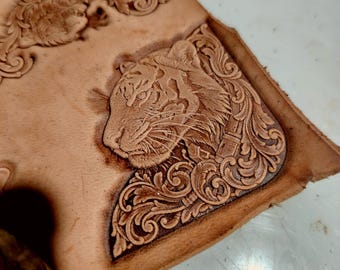 Tiger Corner Leather Stamp Mold, Floral Corner Embossing Tool, Leathercraft Corner Stamp, 2 Pattern Options
