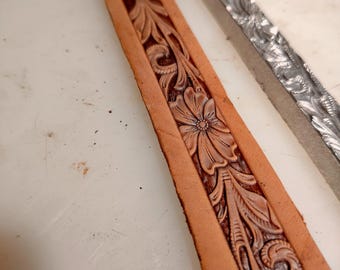 Floral Border Leather Stamp Mold, 162x15mm Endless Repeat Embossing Tool, Narrow Leathercraft Belt Strap Stamp