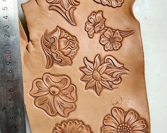 Coleção de Moldes para Estampar Couro com Flores E, Escolha 1 de 15 Padrões Florais, Ferramenta de Relevo em Alumínio 2A12 para Couro Curtido Vegetal