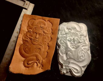 Handcrafted Leather Stamping Mold - Medusa with Serpents Design - Premium 2A12 Super Duralumin Mold