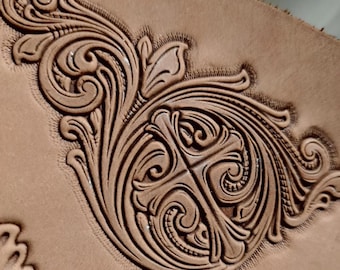 Floral leather stamp mold, Arabesque cross pattern corner flower leather embossing mold