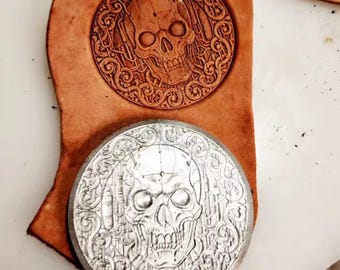 3D Skull Leather Stamp Mold, Embossing Tool for Veg Tan Leather