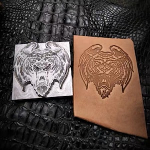 Handmade leather embossing mold, tiger&skull, metal embossed leather mold Leather mold engraving printing tool handmade