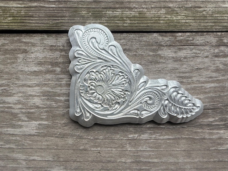Corner Emboss Tang Grass Leather Stamp Mold, Corner Embossing Tool for Veg Tan ...