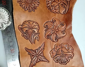 Coleção de Moldes para Relevo Floral em Couro A, 8 Desenhos de Flores, Ferramenta de Alumínio 2A12 para Couro, Peça Única de 50-60 mm