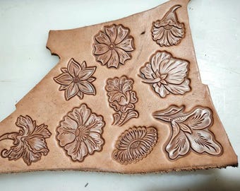 Coleção H de Carimbos de Couro com Flores, 10 Opções de Estilo, Molde de Alumínio para Relevo em Couro Curtido Vegetal, Ferramenta de Prensa Floral
