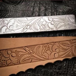 Metal border leather mold with embossed leather sample