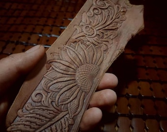 Leather stamp mold Handcrafted Leather Sunflower Embossed Decorative Panel Unique Leather Tooling Art, Premium Leather Craft - Type A