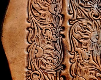 Leather stamp mold Handcrafted Infinitely splicable sunflower pattern belt embossing mold Leather Craft