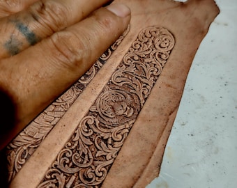 Leather Strap Stamp Mold, 113x20mm Belt Embossing Tool, Floral Tiger Border Leathercraft Mold, 4 Pattern Options