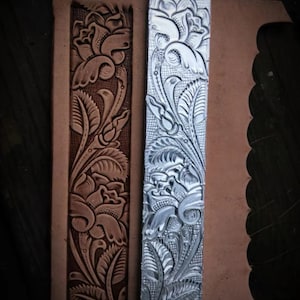 Long floral leather stamp mold for belt edge decoration