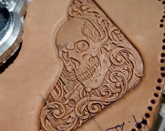 Corner Floral Leather Stamp Mold, Corner Embossing Tool for Veg Tan Leather, Aluminum Mold