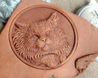 Cat leather mold Cute cat stamp mold new cat mold Wallet DIY leather Molds handmade Carving Cutting engraving printing tool