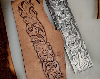 Floral Belt Leather Stamp Mold, 164.3x38mm Endless Repeat Embossing Tool, Acanthus Scroll Leathercraft Stamp