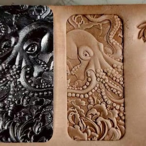 3D Octopus Cartoon Leather Stamp Mold, Embossing Tool for Veg Tan Leather, Aluminum Mold
