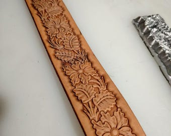Floral Daisy Belt Leather Stamp Mold, Endless Repeat Leather Embossing Tool, Flower Leaf Strap Stamp for Leathercraft 122mm*38mm