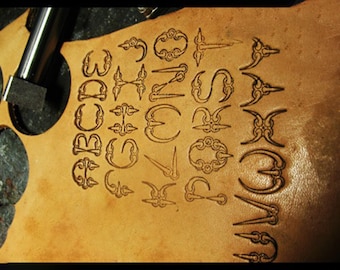 Alphabet with number Full set 15mm custom ink for leather with handle Mold letter set to stamp on leather, handmade letter mold