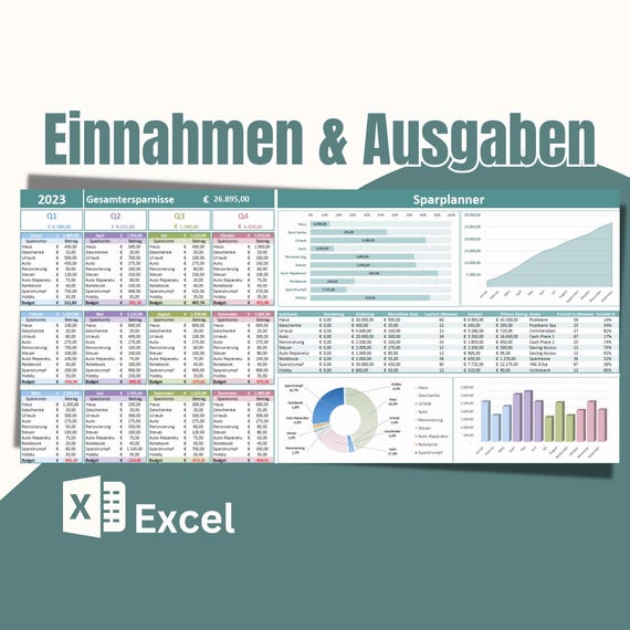 Haushaltsbuch Excel 2025 / 2026, Kostenerfassung,  Ausgaben-Management, Finanzplanungstool, Kostenkontrolle, Schuldentilgung, Budget-Tracker