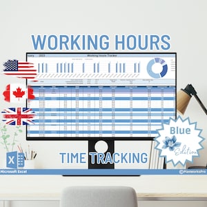 working hours Excel template,  time tracking template. Perfect for freelancers, self-employed and employees. #timetracking  #Time Management