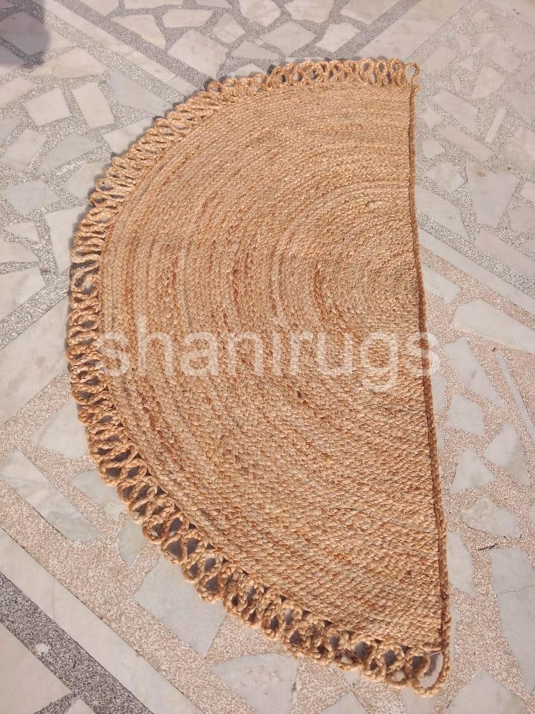 Handmade Half Circle Jute Doormat, Indooroutdoor Jute Doormat, Semi