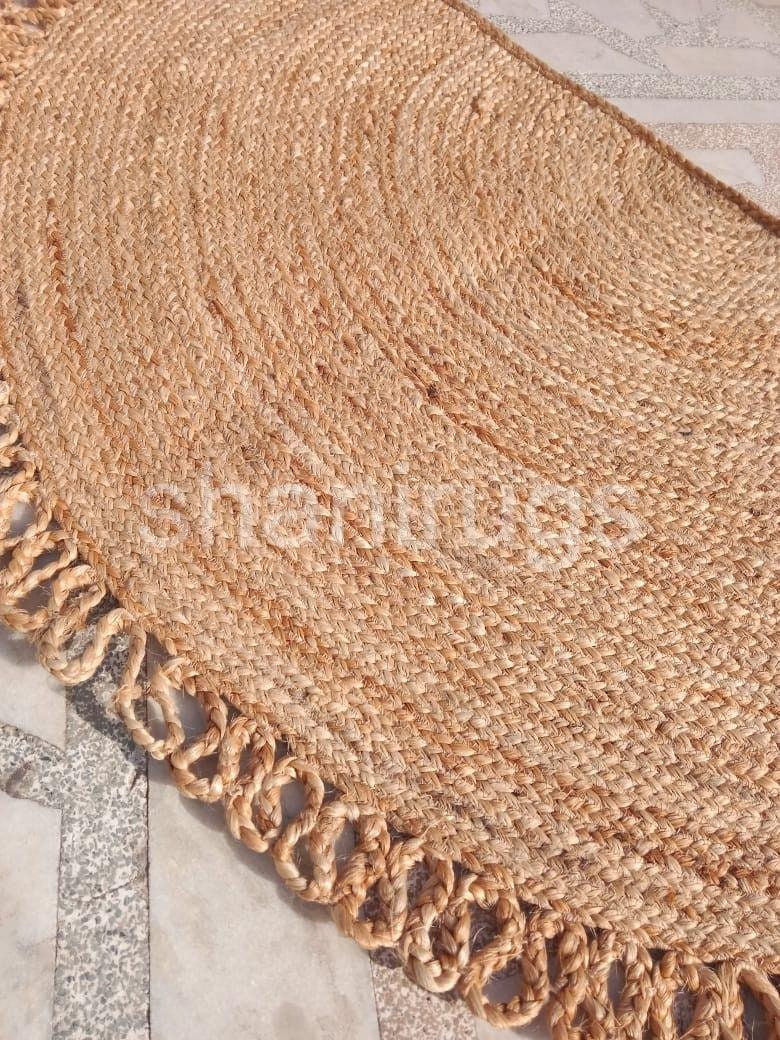 Handmade Half Circle Jute Doormat, Indooroutdoor Jute Doormat, Semi