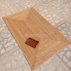 Hand Braided Jute Area Rug: Large Bohemian Earthy Rug