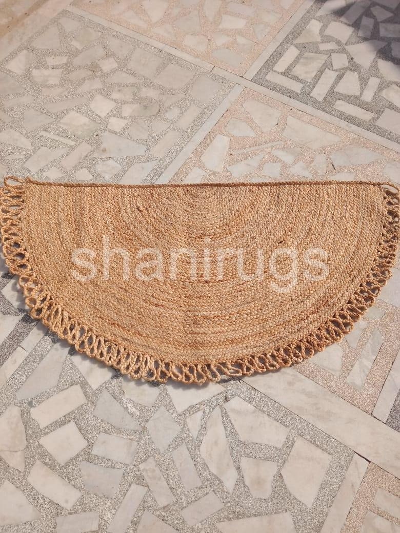 Handmade Half Circle Jute Doormat, Indooroutdoor Jute Doormat, Semi
