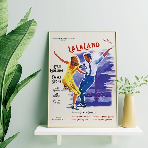 Cartel digital La La Land | Damián Chazelle | Póster de película digital | Arte retro y vintage | Cartel de cine digital.