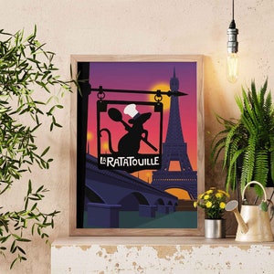 Cartel digital de animación Ratatouille | Póster de película digital | Cartel minimalista y diseño plano.