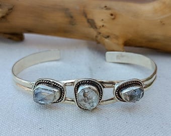 Bracciale Herkimer con diamanti, realizzato a mano: bracciale in argento sterling 925