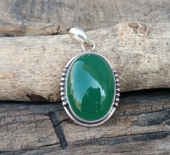 スワロフスキー✳️廃盤 boali antique green シルバー925 Handmade Oval Green Onyx Pendant: 925 Sterling Silver Jewelry - Etsy
