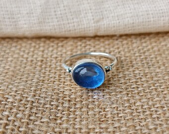 Anillo de calcedonia azul: Joyería de plata de ley 925 con piedras preciosas
