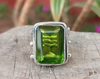 Peridot Ring: Handmade Sterling Silver Meditation Band