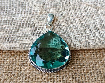 Handmade Aquamarine Pendant: 925 Sterling Silver Wedding Jewelry