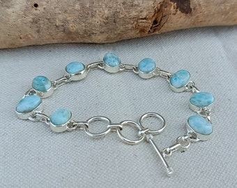 Braccialetto Fatto A Mano Con Pietra Preziosa Larimar: Gioiello Importante In Argento Sterling 925 - Italia - Foto 6