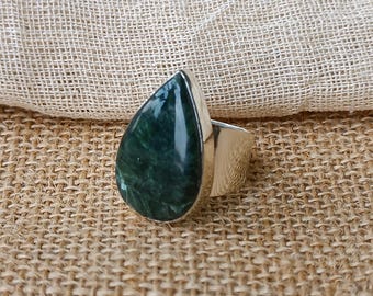 Handmade Seraphinite Ring: Natural Gemstone, 925 Sterling Silver