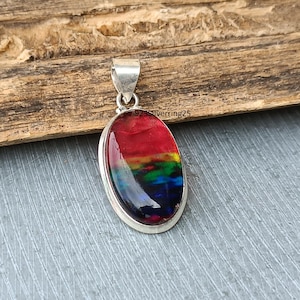 Ammolite Pendant: Handmade 925 Sterling Silver Jewelry