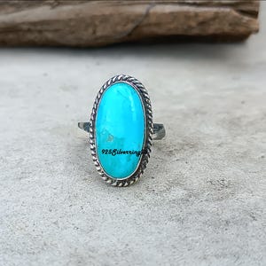 Anillo de plata de ley con turquesa: joyería hecha a mano